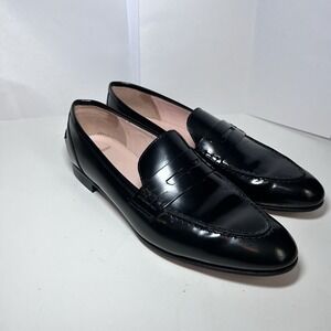 J.Crew Womens Academy Penny Loafer Low Heel Flat Black Patent Leather Sz 7.5